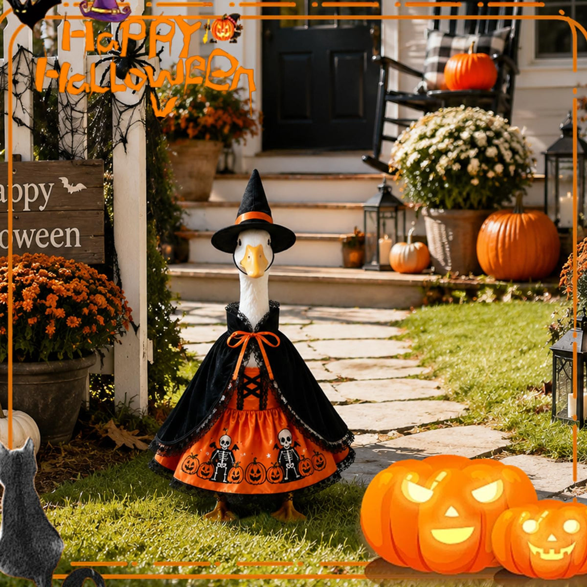 Halloween Porch Goose Outfits 3 Pcs Geese Outfit Outdoor Garden Statue