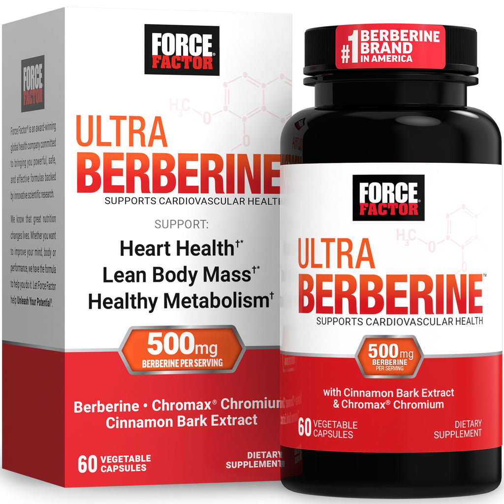 Force Factor Ultra Berberine Maximum Strength, 1200mg Berberine HCl | with Ceylon Cinnamon & Chromax Chromium to Support Fat Loss, Metabolism & Weight Management, 60 Capsules