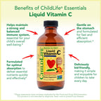 CHILDLIFE ESSENTIALS Liquid Vitamin C Low Sugar Kids, 4 Fl Oz (Pack of 2) | Pure Vitamin C Liquid Supplement, Toddlers, Babies, Immune System Support, Natural Orange Flavor, Kids, Low Sugar