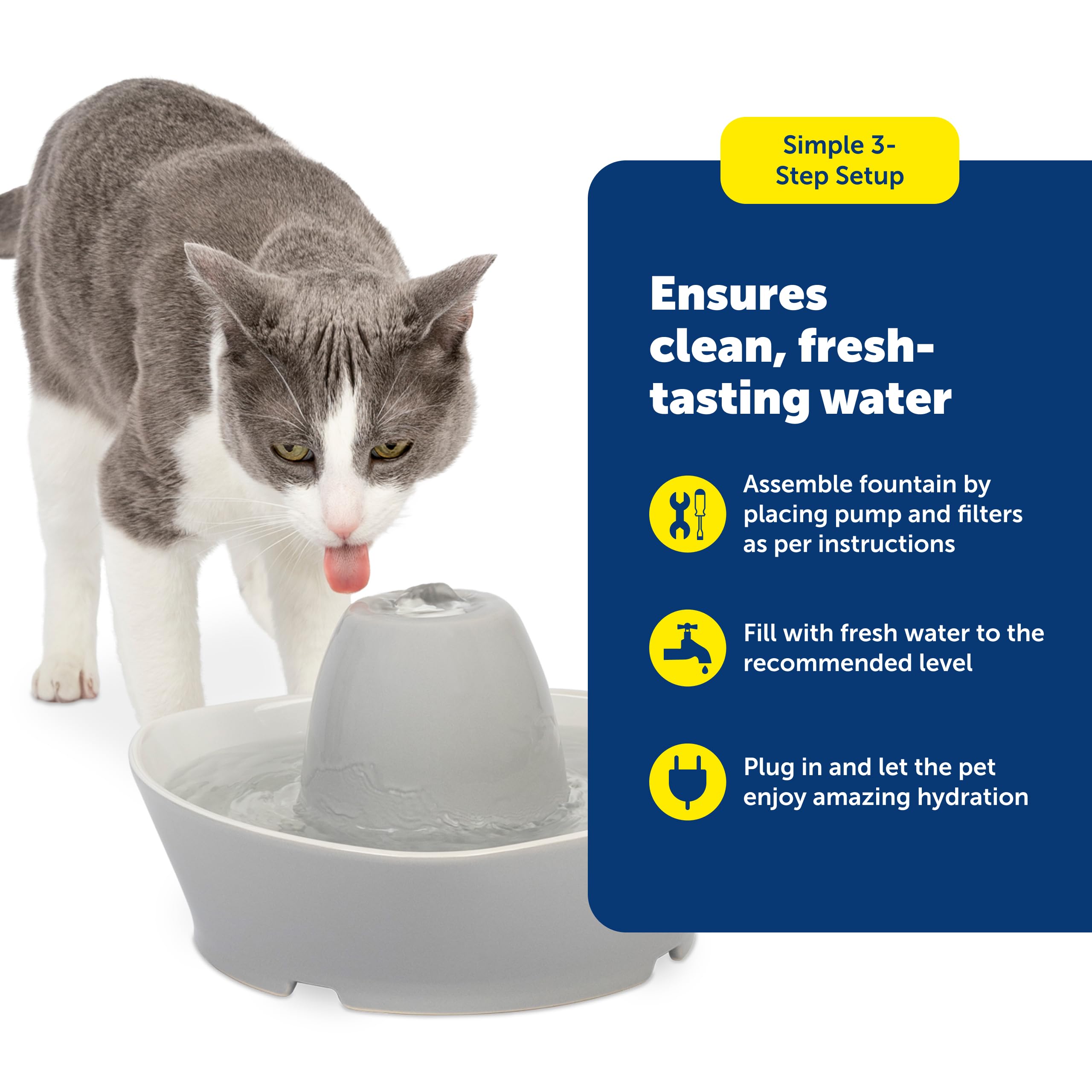 Buy now PetSafe Ceramic Pet Fountain ƒ?? for Cats and Small Dogs ƒ?? 60 Oz Water Capacity ƒ?? Whisper-Quiet Water Flow ƒ?? Great for Shy or Timid Pets ƒ?? Fresh, Filtered Water at indiglob india