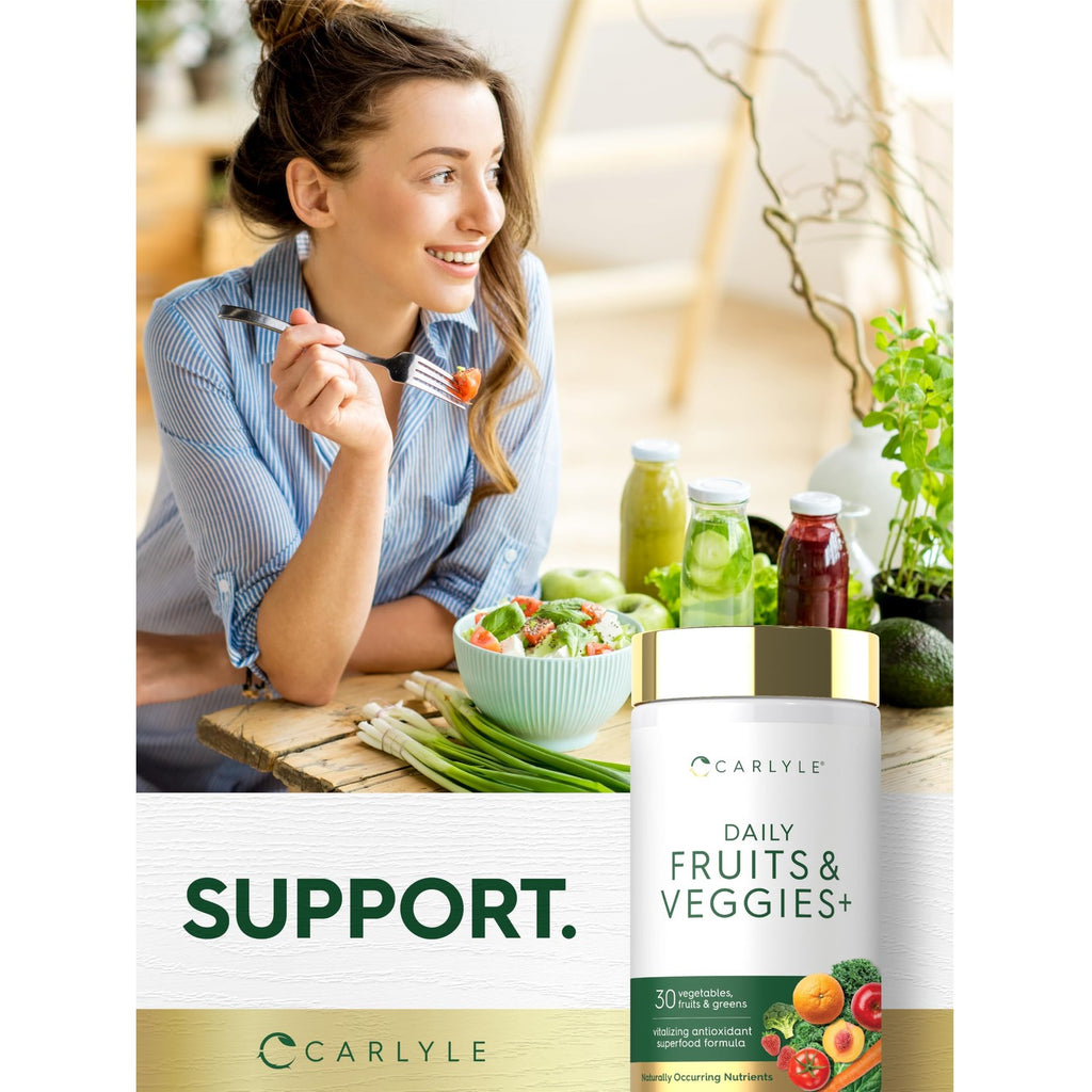 Carlyle Fruits and Veggies Supplement | 250 Capsules | Made With 30 Fruits and Vegetables | Vegetarian, Non-GMO, Gluten Free Superfood Formula