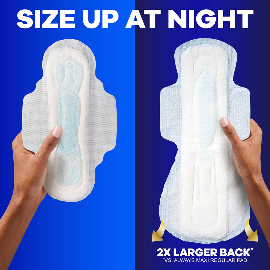 Buy now Always Maxi Feminine Pads For Women, Size 5 Extra Heavy Overnight Absorbency, With Wings, Unscented, Pack Of 20 at indiglob india