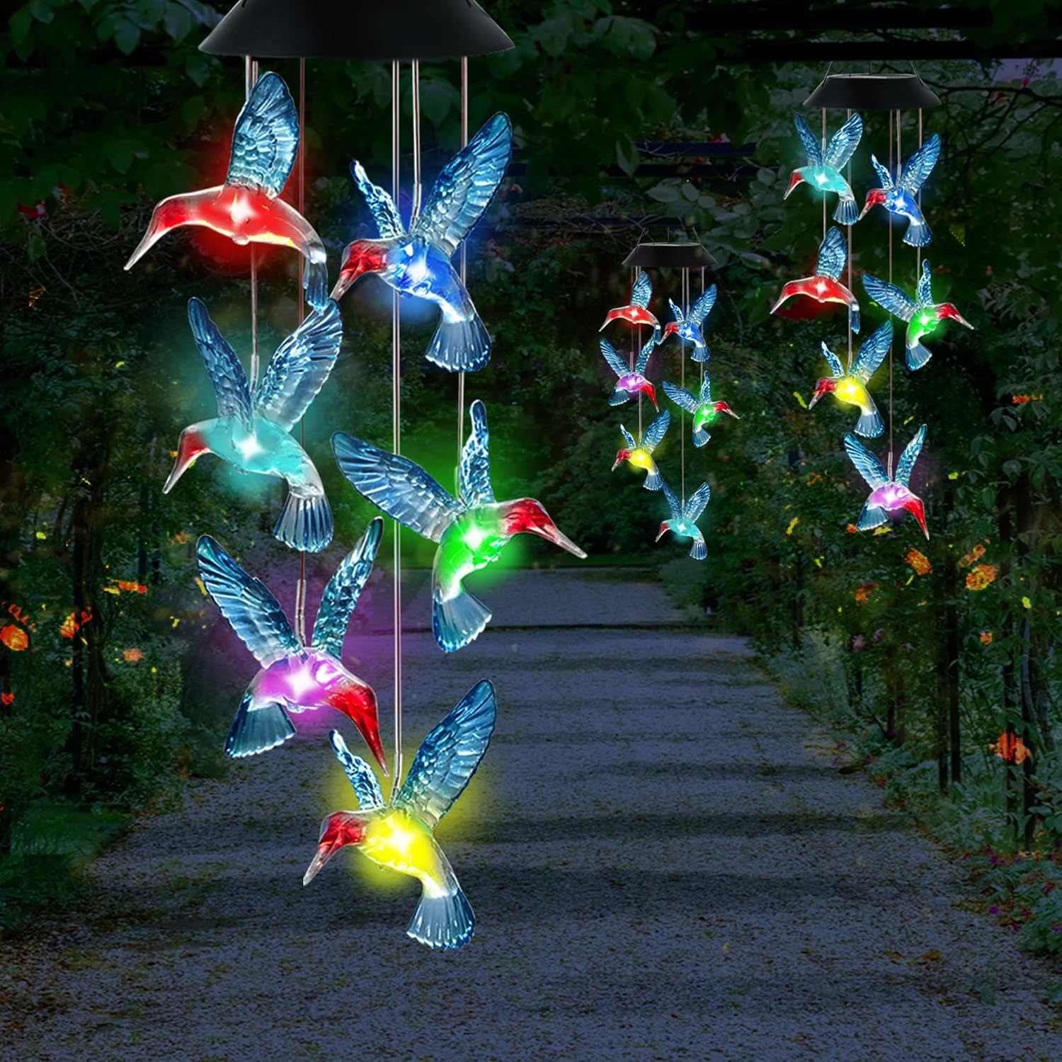 Buy now Hummingbird Solar Wind Chimes, OkayGoo Hummingbird Gift Outdoor Wind Chime Solar Lights Color Changing Night Lights Gifts for Mom Grandma Memorial Wind Chimes Christmas Decoration at indiglob india