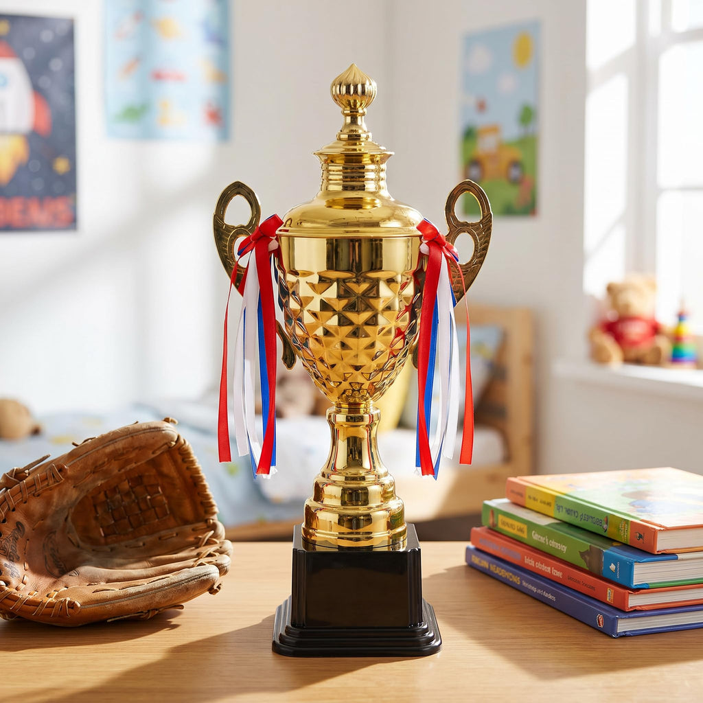 Fasmov Large Trophy Cup, Gold Trophy Award Cup for Sports, Tournaments, Competitions, 1st Place Award, Ceremony Celebration Party Gift, 14.5 inches