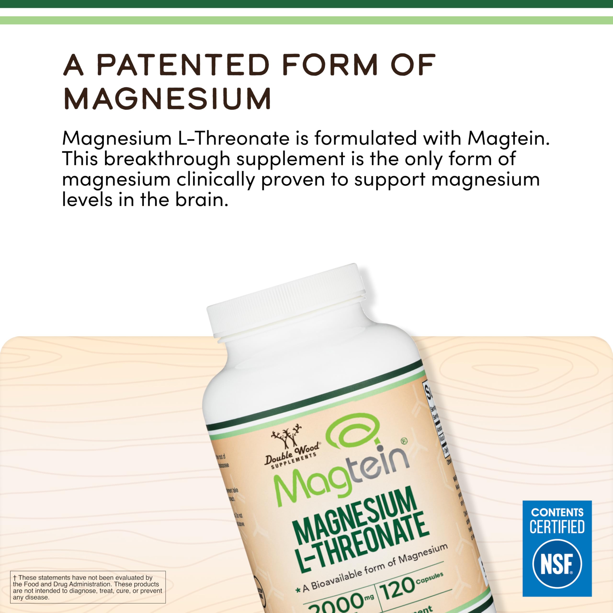 Magnesium L-Threonate 2,000mg Magtein, Natural Sleep Support, 120 Capsules | Cognitive Function, Neurological Health, Sleep + Memory Support, 90-Day Supply, MIT Patented Magtein Form, Third-Party Tested