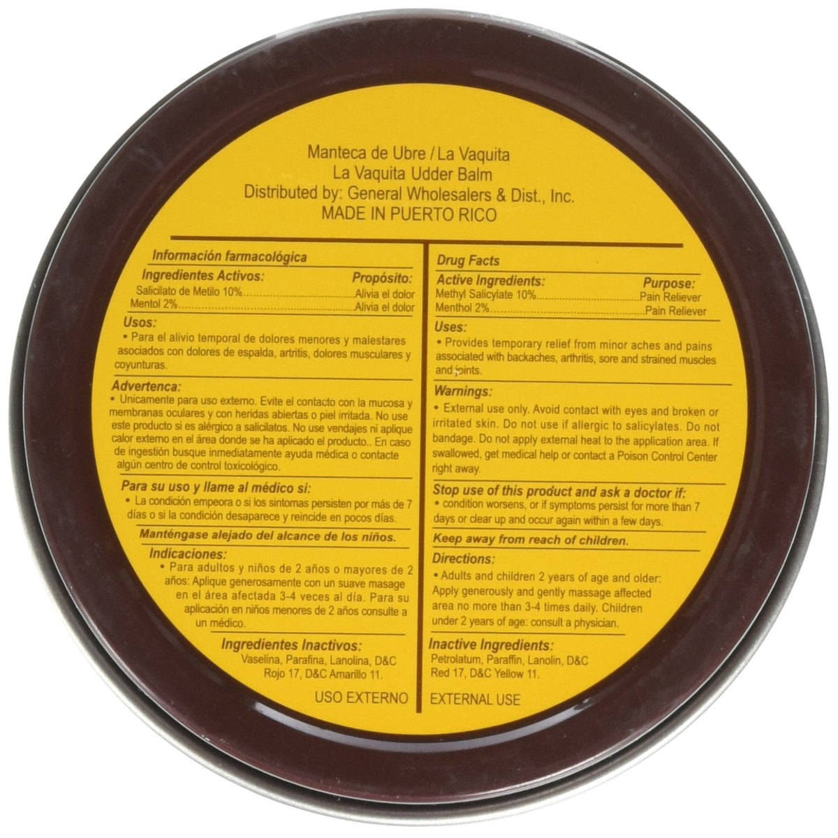 Manteca De Ubre La Vaquita 3.17 Oz. Topical Analgesic