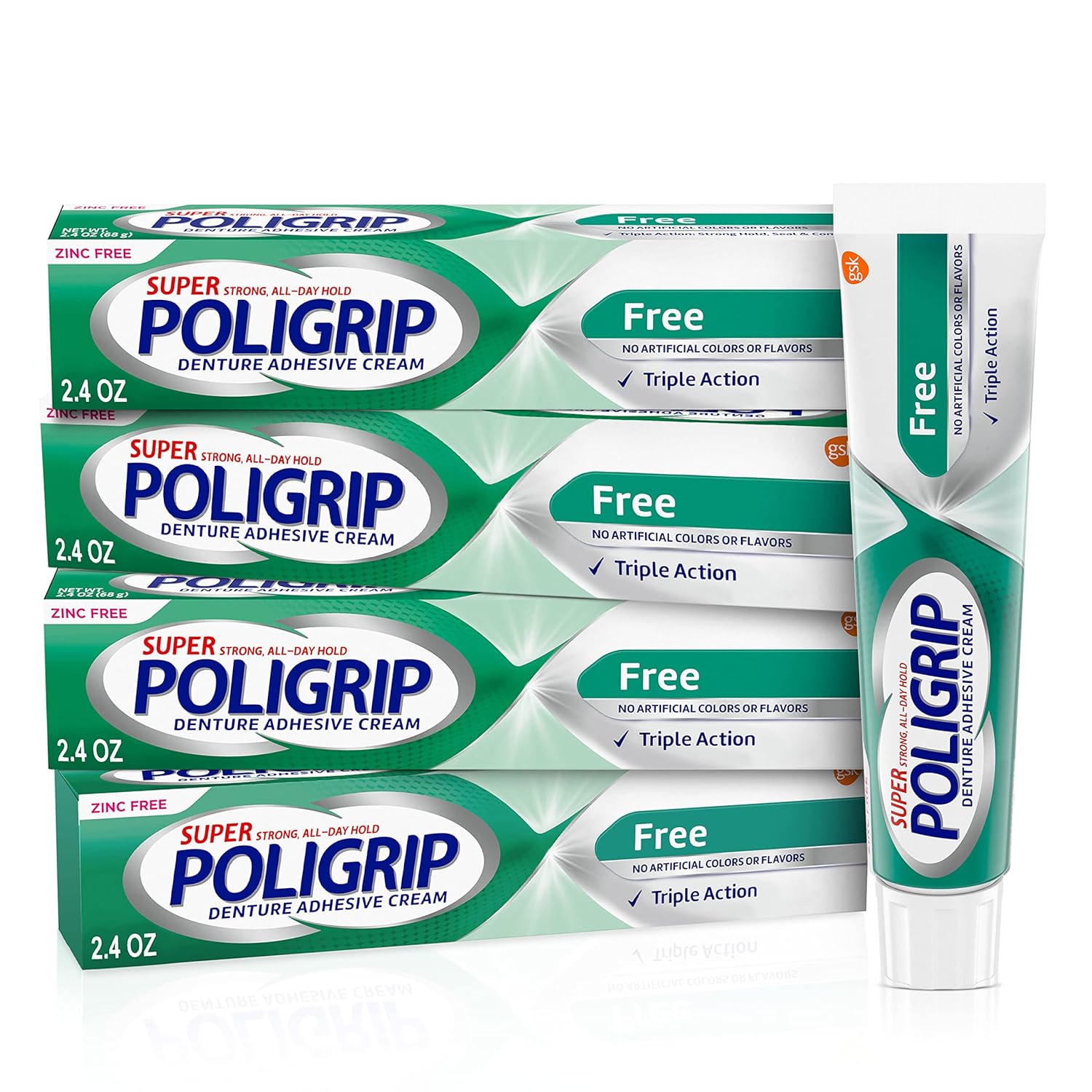 Buy now Super Poligrip Zinc Free Denture and Partials Adhesive Cream, 2.4-ounce Twin pack 2.4 Ounce (Pack of 4) at indiglob india
