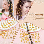 50Pcs Adjustable Metal Hair Cuffs and Rings for Braids, Bohemian Princess-inspired Gold Hair Jewelry Set for Women, Festival Party Dreadlock Decorations