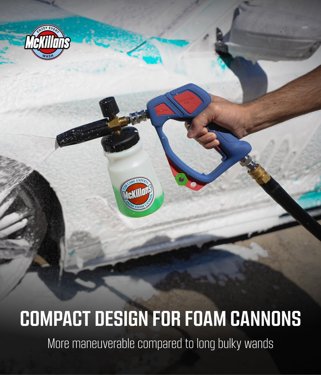McKillans® Swivel Gun Pro - Swivel High Pressure Water Handle with 3/8" Male Plug and 1/4” Quick Connector Coupler - Power Washer Gun Compatible with Foam Cannon