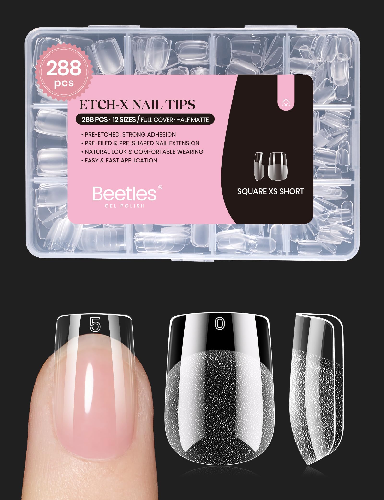 Buy now beetles Gel Polish 2Pcs 15ml Nail Glue Kit for Acrylic Nails, 5 in 1 Super Strong Brush in Nail Gel Glue for False Nails Tips and Gel Nail Polish Led Lamp Required 3-2-Square Extra Short 288pcs-2 (Etch X Nail Tips) at indiglob india