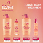 L'Oreal Paris Elvive Dream Lengths Shampoo and Conditioner Set, Seals Split Ends, Hydrating & Strengthening Hair Repair, Fine Castor Oil and Vitamins B3 and B5, 56 Fl Oz Set