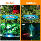 Buy now AISITIN 3.5W Solar Fountain Pump, LED Lighting Solar Water Pump Floating Fountain with 6 Nozzles, 1500mAh Battery Backup for Bird Bath, Fish Tank, Pond or Garden Decoration Solar Aerator Pump at indiglob india