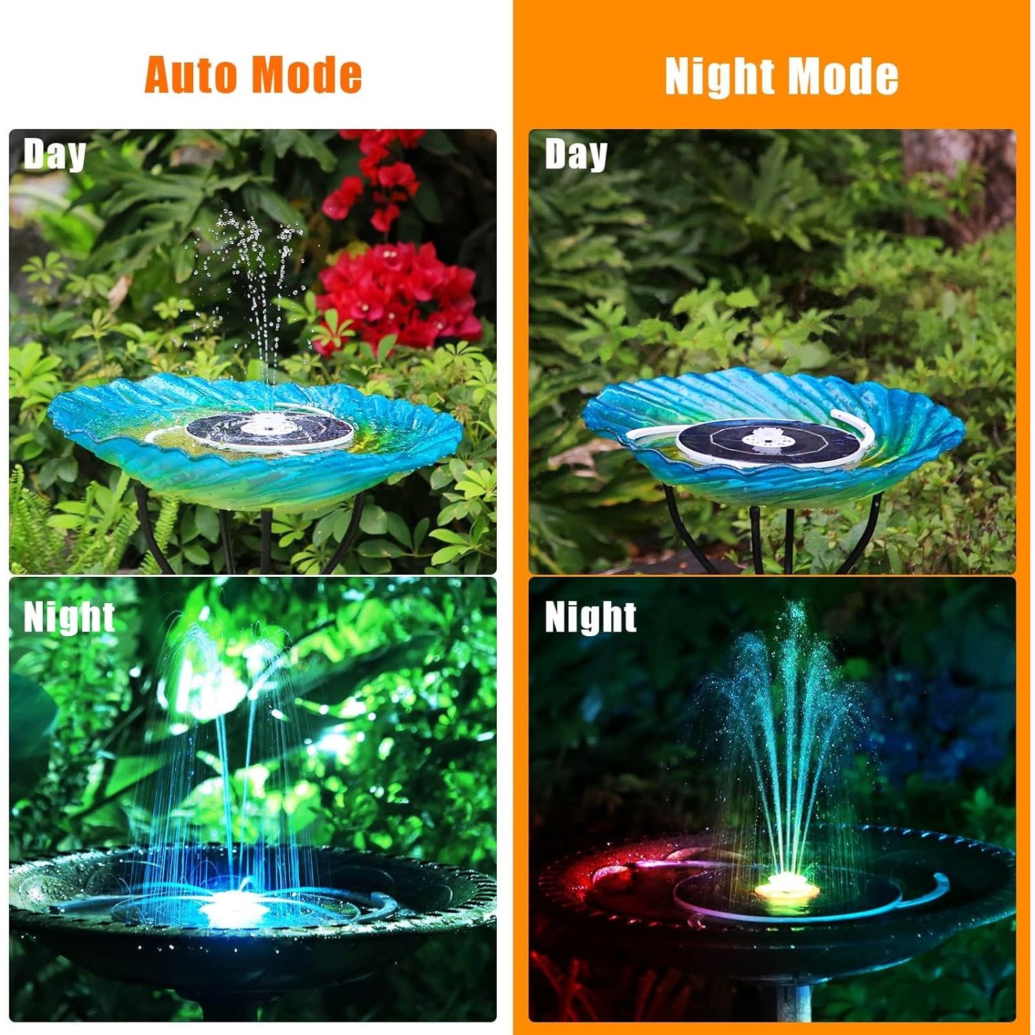 Buy now AISITIN 3.5W Solar Fountain Pump, LED Lighting Solar Water Pump Floating Fountain with 6 Nozzles, 1500mAh Battery Backup for Bird Bath, Fish Tank, Pond or Garden Decoration Solar Aerator Pump at indiglob india