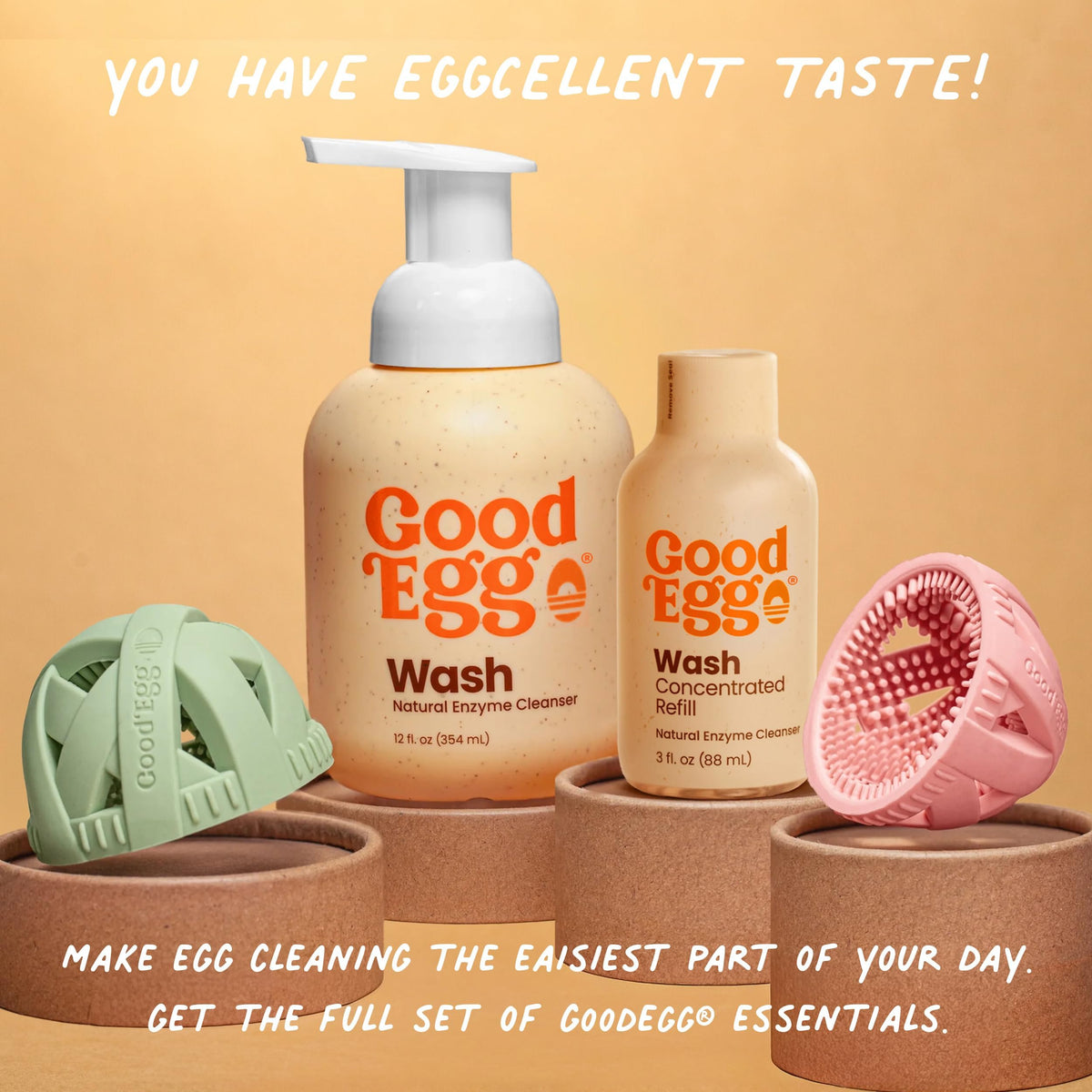 GoodEgg Enzyme Egg Wash Cleaning Solution, Foaming Spray Pump, Refillable