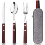 PREMIUM Stainless Steel Travel Utensils Set with Case, 3pc Full Size Fork
