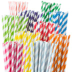 Weemium Paper Straws Disposable - 200 Pack - Durable & Non-Soggy Striped Paper Straws for Drinking in 10 Colors - 100% Biodegradable & Eco-Friendly for Parties, Events, Crafts & Everyday Use