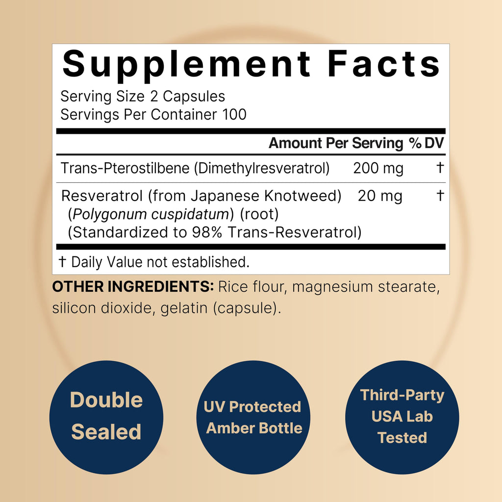 NatureBell Pterostilbene 200 mg Per Serving with Trans-Resveratrol – 200 Capsules – 2-in-1 Antioxidant Polyphenol Formula* – Non-GMO