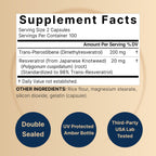 NatureBell Pterostilbene 200 mg Per Serving with Trans-Resveratrol – 200 Capsules – 2-in-1 Antioxidant Polyphenol Formula* – Non-GMO