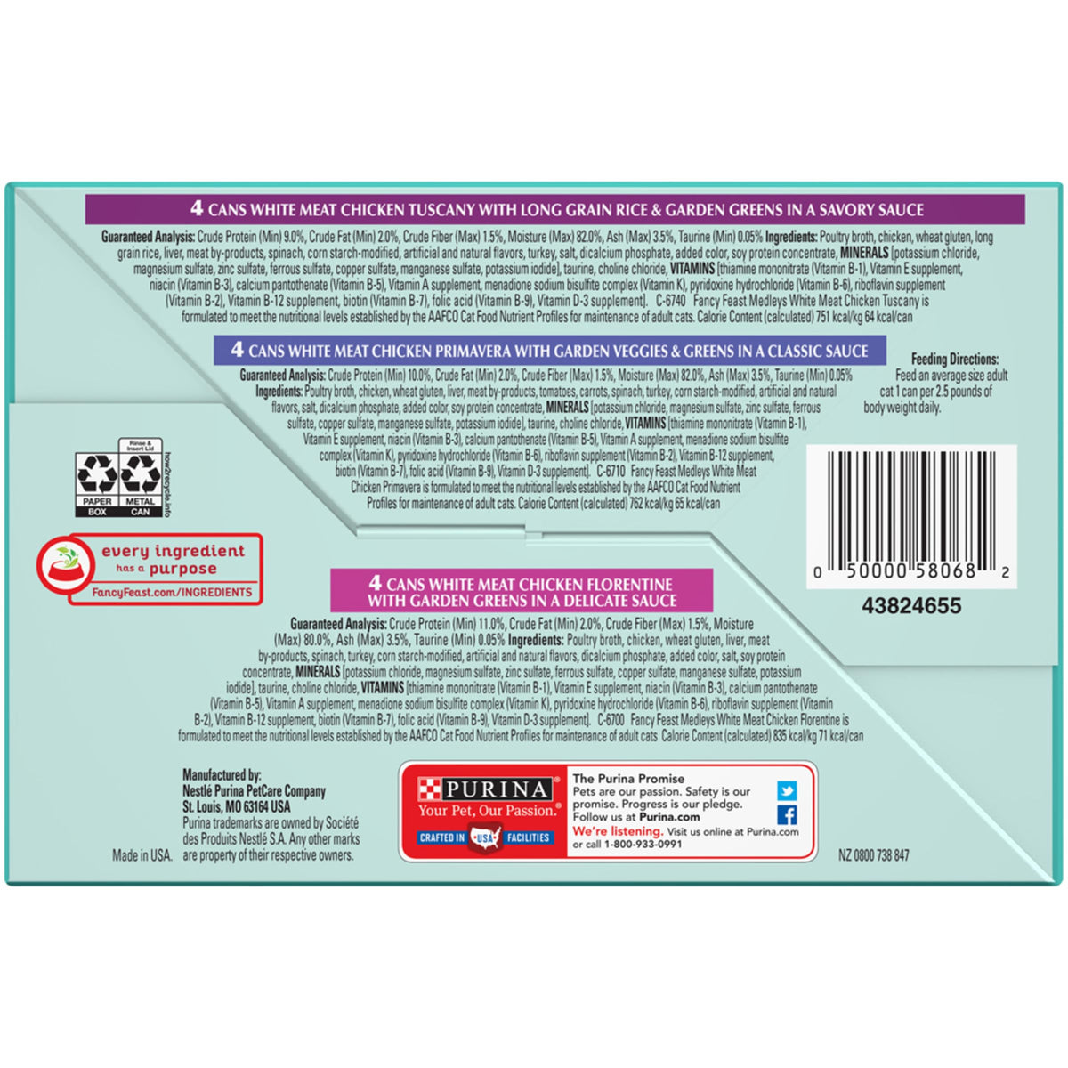 Purina Fancy Feast Wet Cat Food Variety Pack, Medleys White Meat Chicken in Sauce Collection - (Pack of 12) 3 oz. Cans