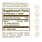 Solgar Chelated Copper, 100 Tablets - Essential for Collagen Formation | Highly Bioavailable Form, Supports Connective Tissue, Non-GMO, Vegan, Gluten Free, Dairy Free, Kosher - 100 Servings