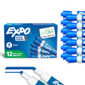 EXPO Dry Erase Markers, Low Odor Ink, Blue, Chisel Tip, 12 Count - Whiteboard, Calendar, Organization, Essential Supplies for Office, School, Classroom, Teachers