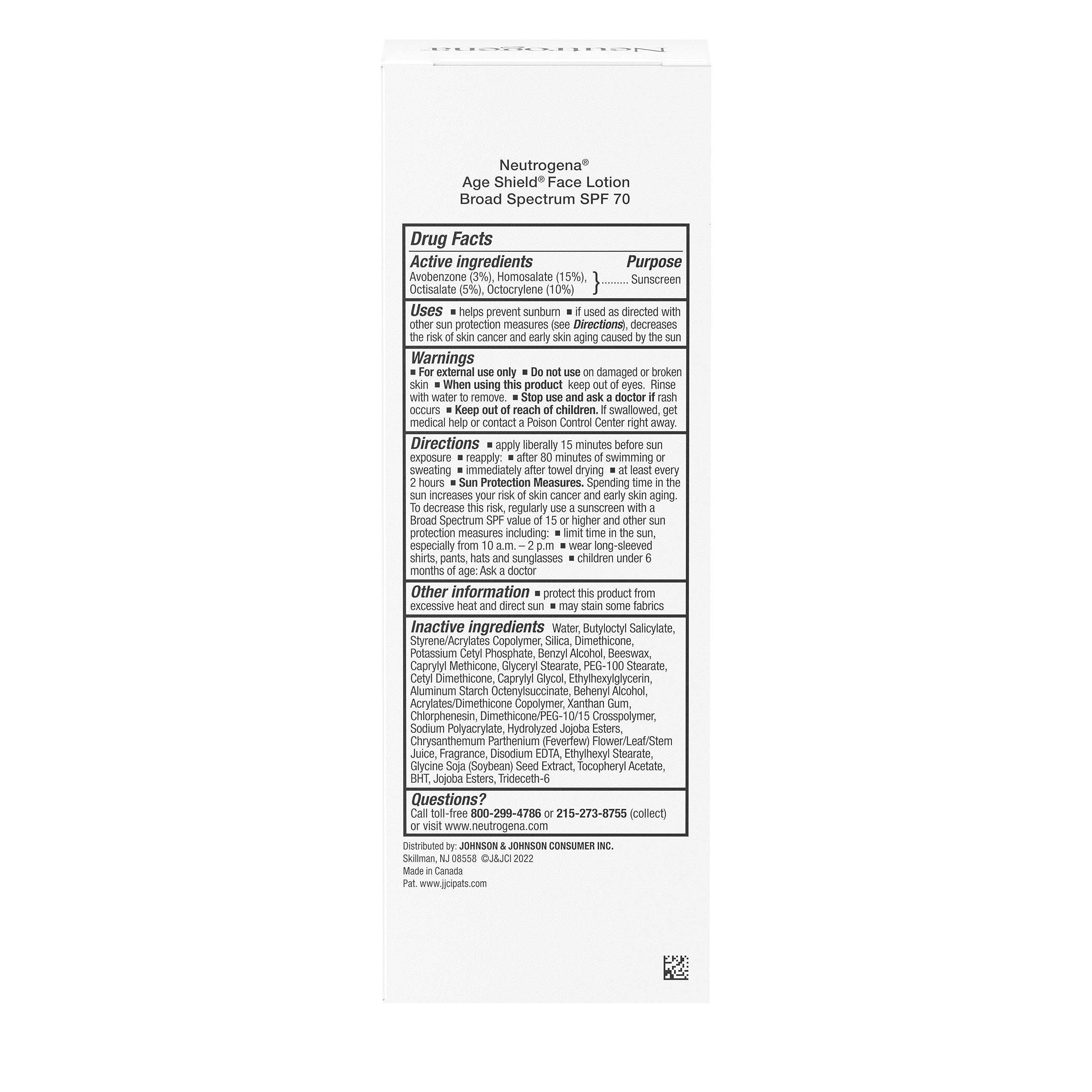 Buy now Neutrogena Age Shield Face Oil-Free Sunscreen Lotion with Broad Spectrum SPF 70, Non-Comedogenic Moisturizing Sunscreen to Help Prevent Signs of Aging, PABA-Free, 3 fl. oz (Pack of 3) at indiglob india
