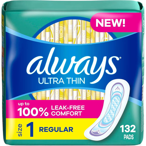 Buy now Always Ultra Thin Pads without Wings, Size 1, Regular, 132 Count (3 Packs of 44) at indiglob india