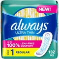 Buy now Always Ultra Thin Pads without Wings, Size 1, Regular, 132 Count (3 Packs of 44) Regular (Size 1) 132 at indiglob india