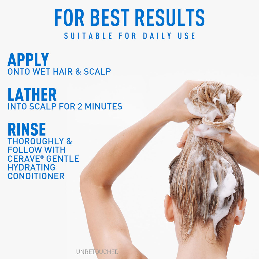 CeraVe Gentle Hydrating Shampoo with Hyaluronic Acid for Hair & Scalp, 12oz | Leaves Hair and Scalp Soft and Healthy-Looking with Ceramides, Niacinamide and A Color Safe Formula