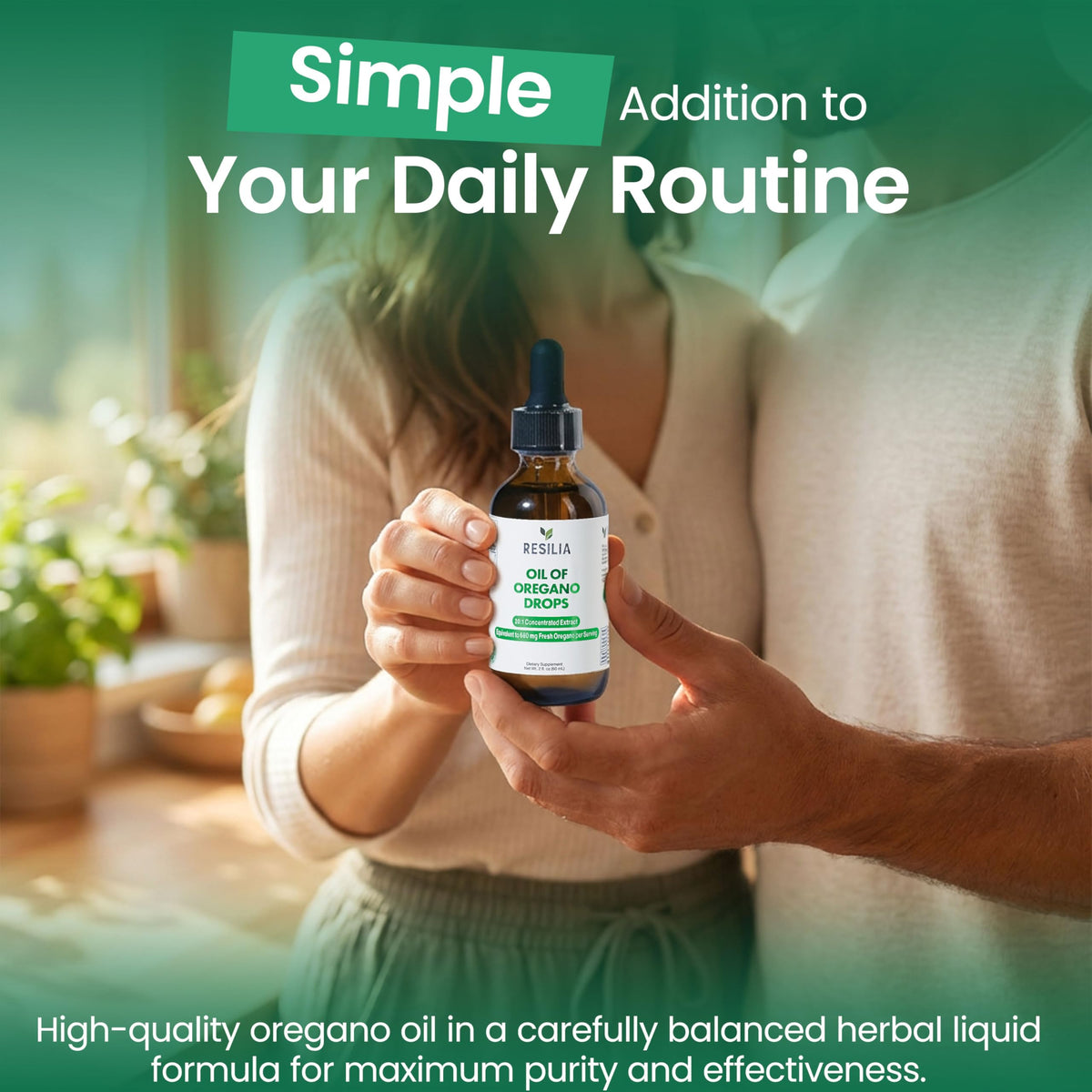 Resilia Premium Oregano Oil Drops | 34 mg Oregano Oil Per Serving | Herbal Liquid Supplement | Non-GMO | Easy-to-Use Dropper | 60 ml