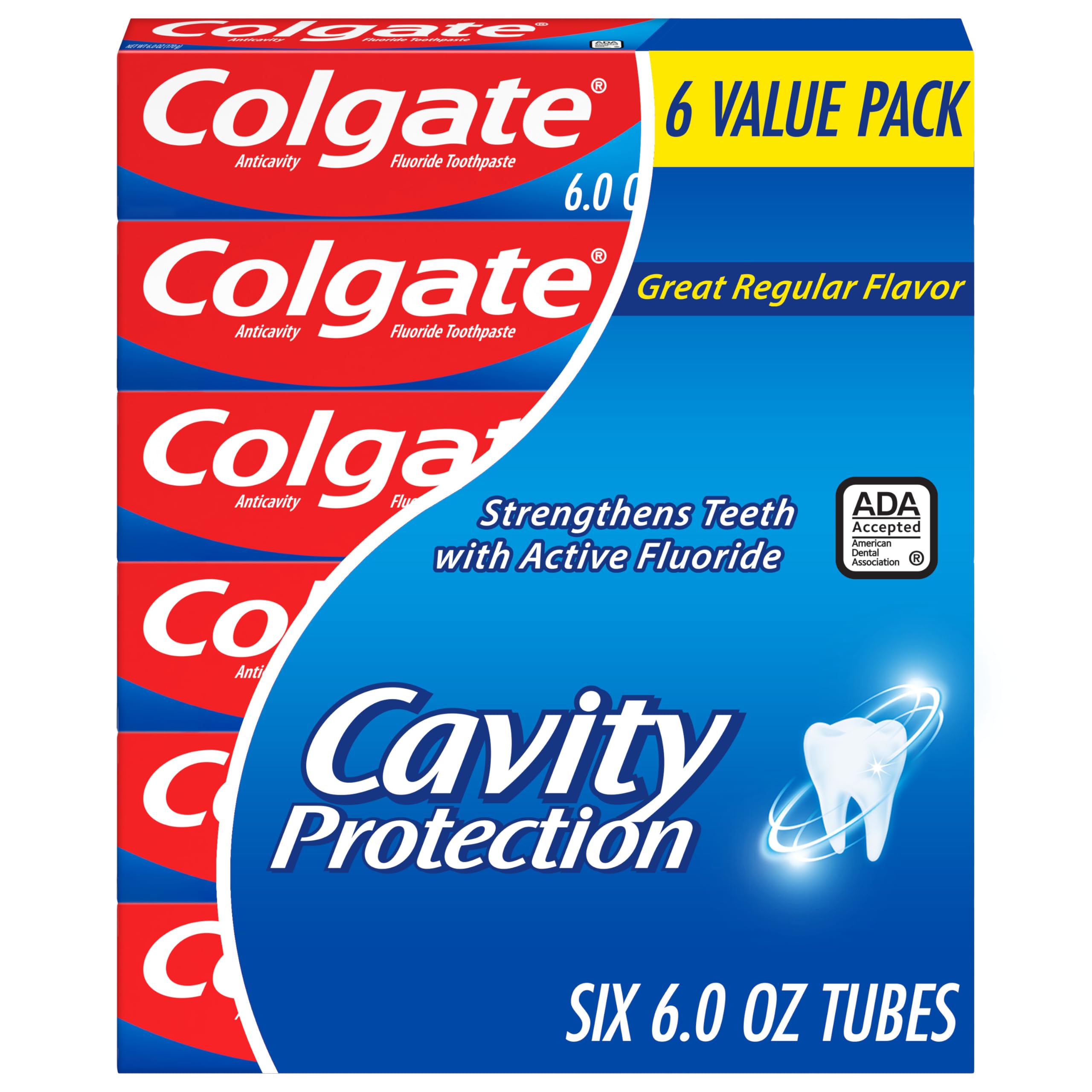Buy now Colgate Cavity Protection Toothpaste with Fluoride, Minty Great Regular Flavor, Anti Cavity Toothpaste, 6 Pack, 6 Oz Tubes 6 Ounce (Pack of 6) at indiglob india