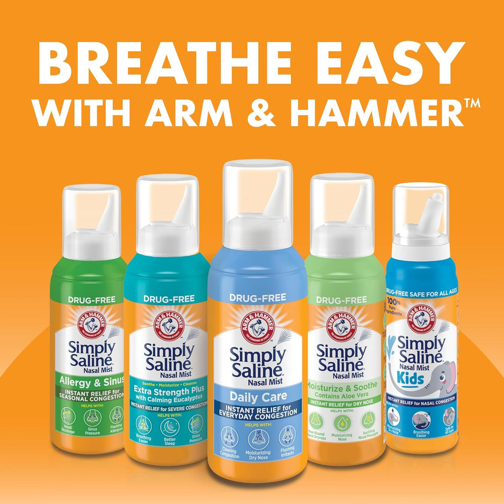 Buy now Arm & Hammer Simply Saline Daily Care Nasal Mist 4.4oz, Saline Nasal Spray, Drug-Free, 2-Pack at indiglob india