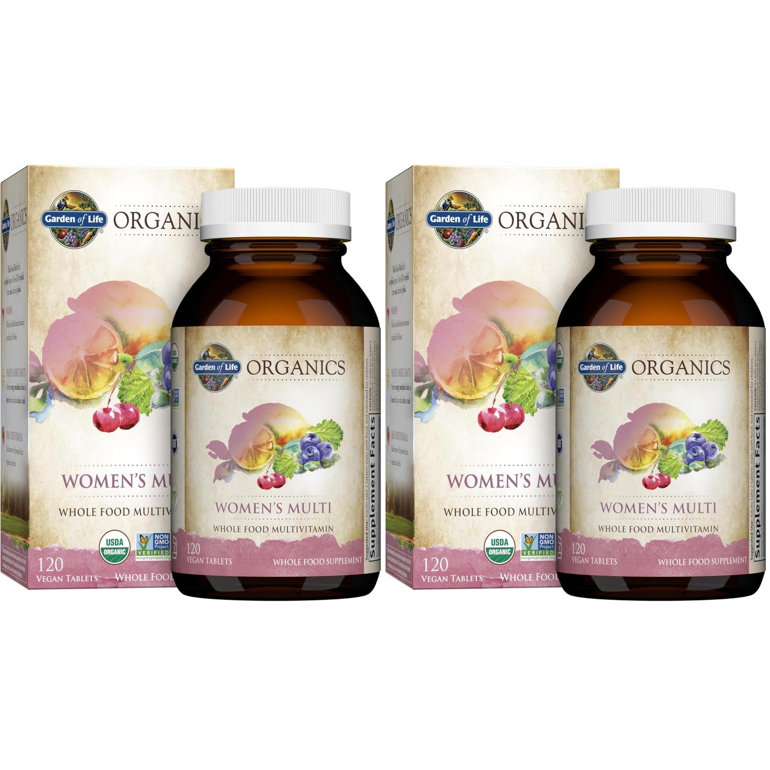 Garden of Life Organics Women's Multivitamin, USDA Organic, 120 Tablets | Vitamin C, D3, Folate, B12, Biotin & Iron, Energy, Heart Health & Radiant Skin, Non-GMO, Vegan