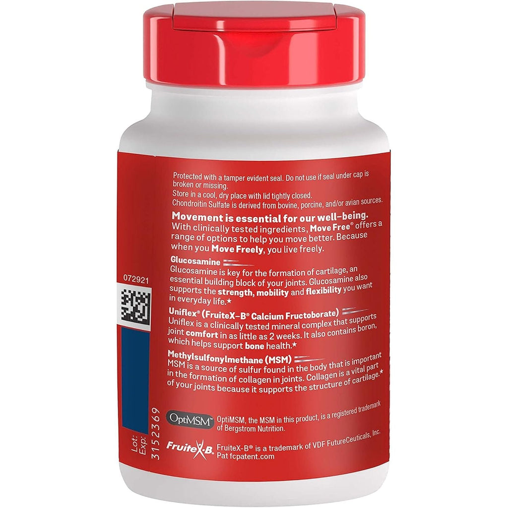 Buy now Move Free Advanced Glucosamine Chondroitin MSM Joint Support Supplement, Supports Mobility Comfort Strength Flexibility & Bone - 120 Tablets (40 servings)* at indiglob india