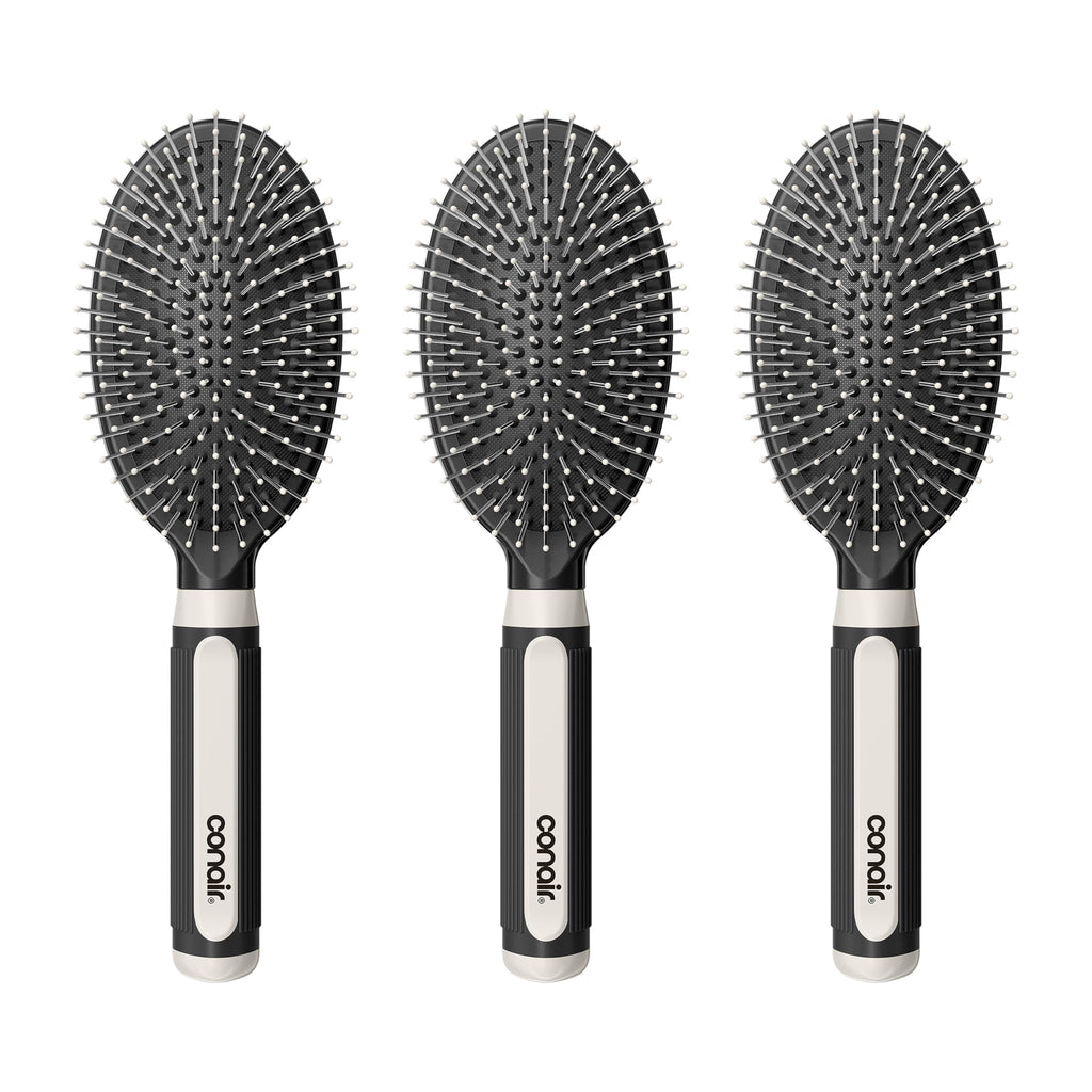 Conair Salon Results Hair Brush, Detangling Hair Brush for Men and Women, For All Hair Types, Metal Bristles and Cushion Base