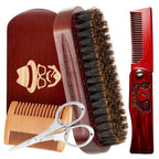 Beard Brush, 100% Boar Bristle Natural Black Walnut Wood Beard Comb Hair Mustache Shaving Brush Facial Hair Brush