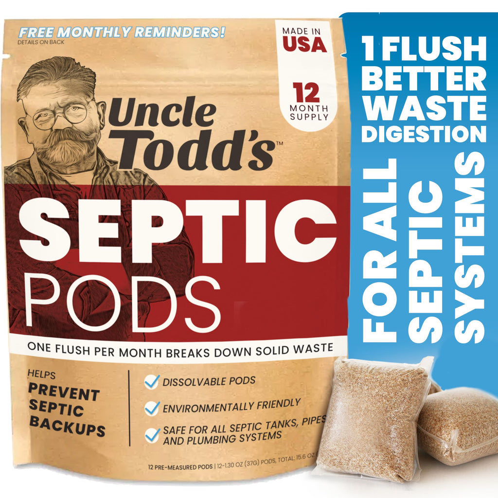 Septic Tank Treatment Pods, Enzyme & Live Bacteria, 12 Month Supply, 12 Ct