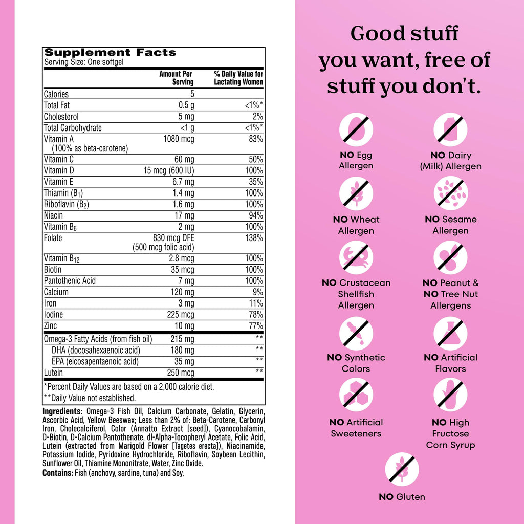 One A Day Postnatal Vitamins for Women, Postnatal Multivitamin with Folic Acid, Omega-3 DHA, B Vitamins, Support Immune Health, Breastfeeding, Post Partum Essential Nutrients for Women, 60 Ct