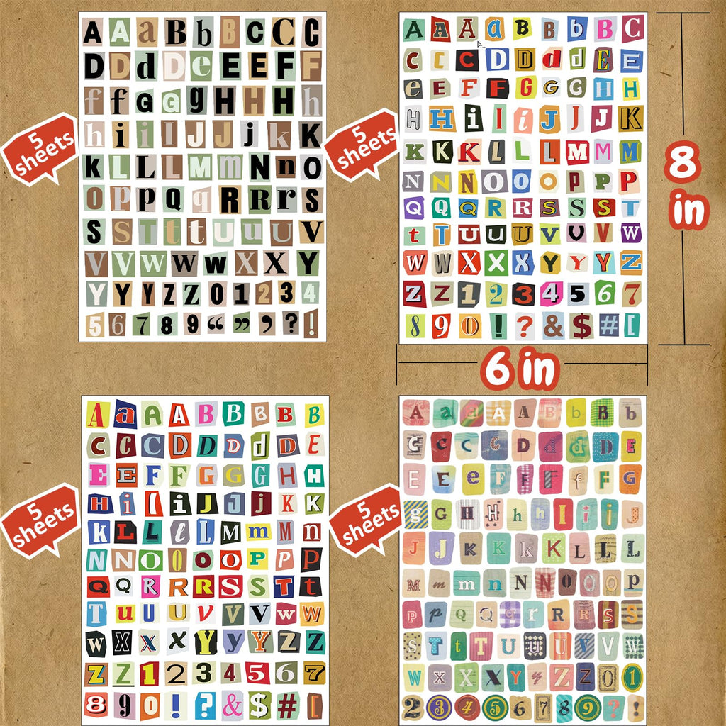 1920pcs Scrapbook Letter Stickers Ransom Alphabet Junk Journal Supplies