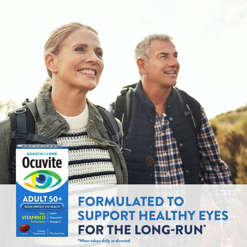 Ocuvite 50+ Eye Vitamins, Lutein & Zeaxanthin Supplement, 90 Softgels | Eye health supplement for adults 50+, omega-3, zinc, vitamins C & E, supports macular health*, men & women