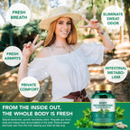 Chlorophyll Body Deodorizing Supplement 120Pcs for Digestion/Gut Health Support, Internal Deodorant Capsules for Overall Freshness, Underarms, Intimate Areas, Private Parts, Natural & Safe Formula|