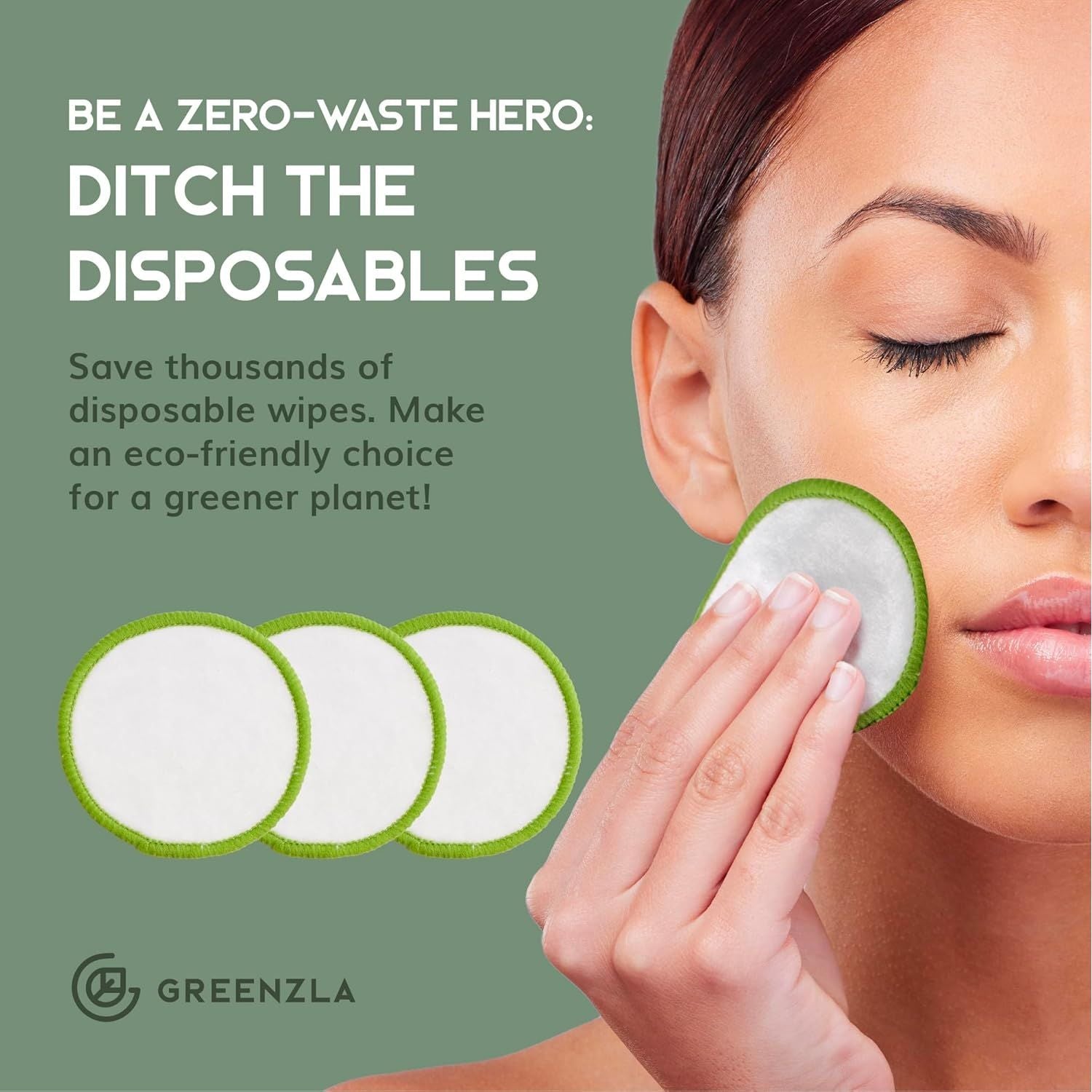 Buy now Greenzla Reusable Makeup Remover Pads (20 Pack) Washable Laundry Bag & Round Box for Storage, Reusable Bamboo Cotton Rounds for All Skin Types at indiglob india