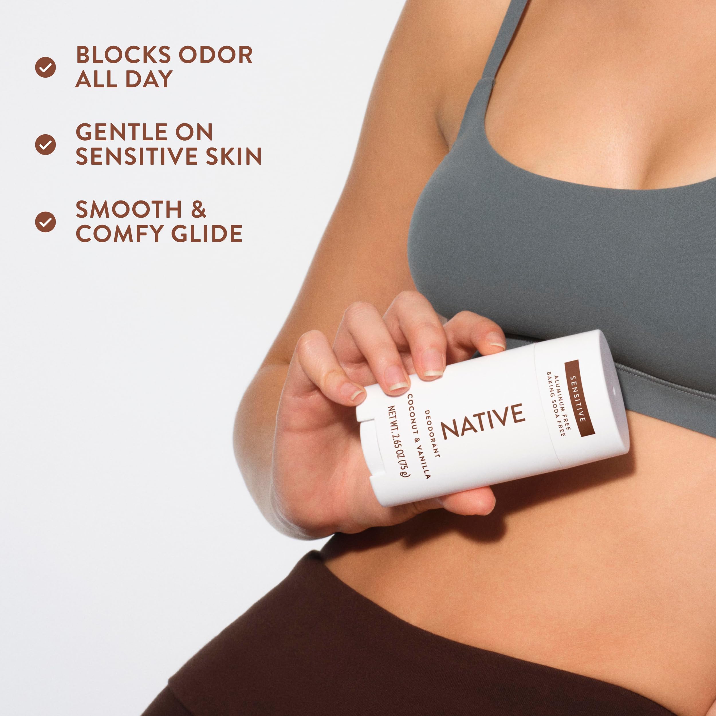Native Sensitive Deodorant Contains Naturally Derived Ingredients, 72 Hour Odor Control | Deodorant for Women & Men, Aluminum Free with Baking Soda, Coconut Oil and Shea Butter, Coconut & Vanilla