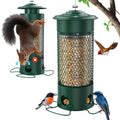 Metal Squirrel Proof Bird Feeders for Outdoors Hanging,Weight-Activated Large Capacity Feeder for Wild Finch, Cardinal,Blue Jay, Chickadee, Weatherproof and Durable 4 Perches,Green