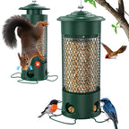 Metal Squirrel Proof Bird Feeders for Outdoors Hanging,Weight-Activated Large Capacity Feeder for Wild Finch, Cardinal,Blue Jay, Chickadee, Weatherproof and Durable 4 Perches,Green