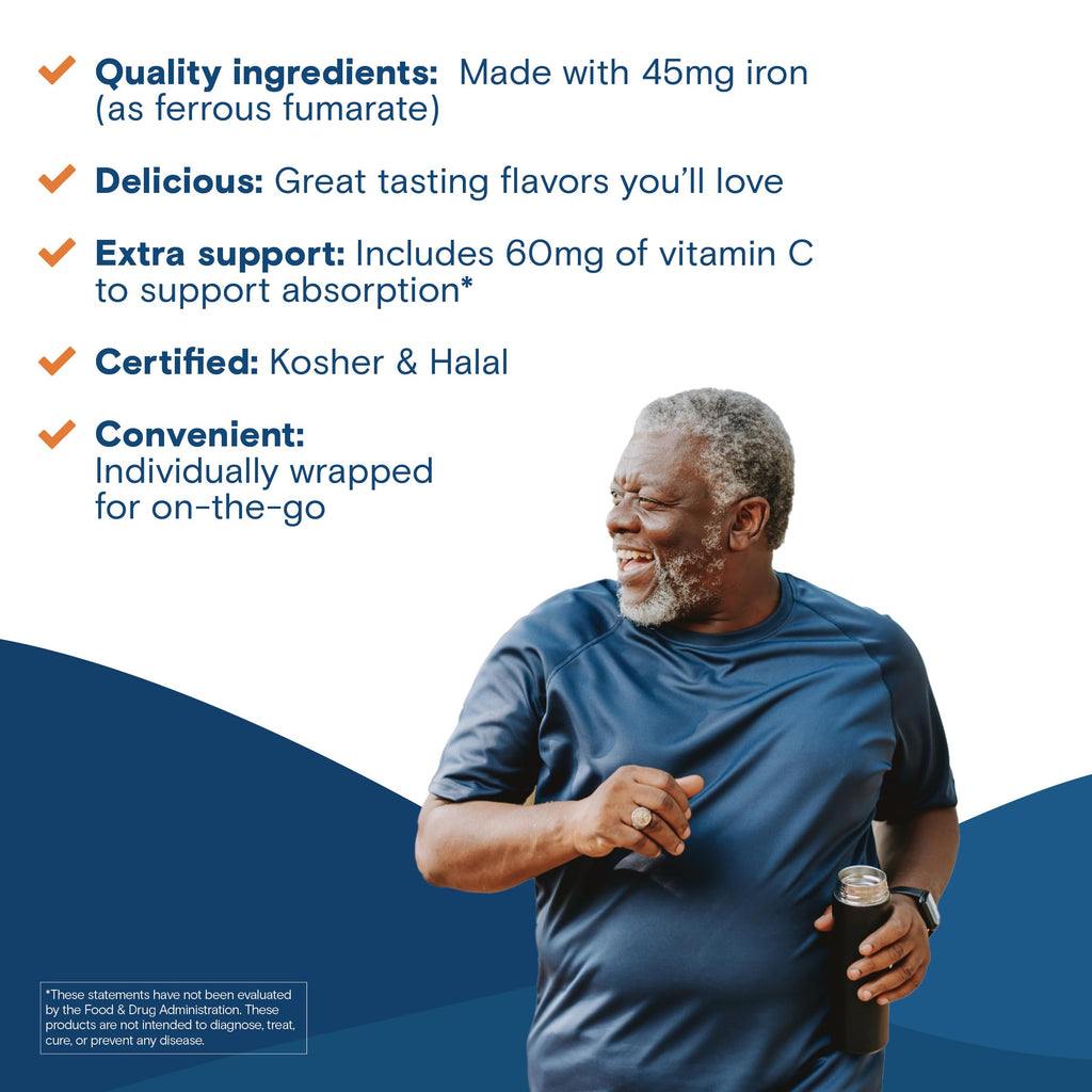 Bariatric Fusion Iron Supplement for Women Anemia | Chewable Iron with Vitamin C | Watermelon Flavored Soft Chew | Gentle on Stomach Ferrous Fumarate for Women and Men | Gluten Free | 60 Count