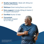 Bariatric Fusion Iron Supplement for Women Anemia | Chewable Iron with Vitamin C | Watermelon Flavored Soft Chew | Gentle on Stomach Ferrous Fumarate for Women and Men | Gluten Free | 60 Count