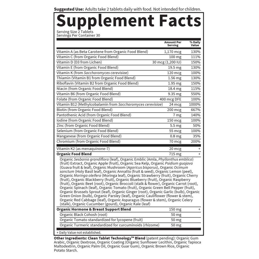 Garden of Life Organics Vitamins for Women 40+ - 60 Tablets, Womens Multi 40+, Vegan Vitamins for Women Over 40, Hormone & Breast Health Support Blend, Whole Food Womens Multivitamin