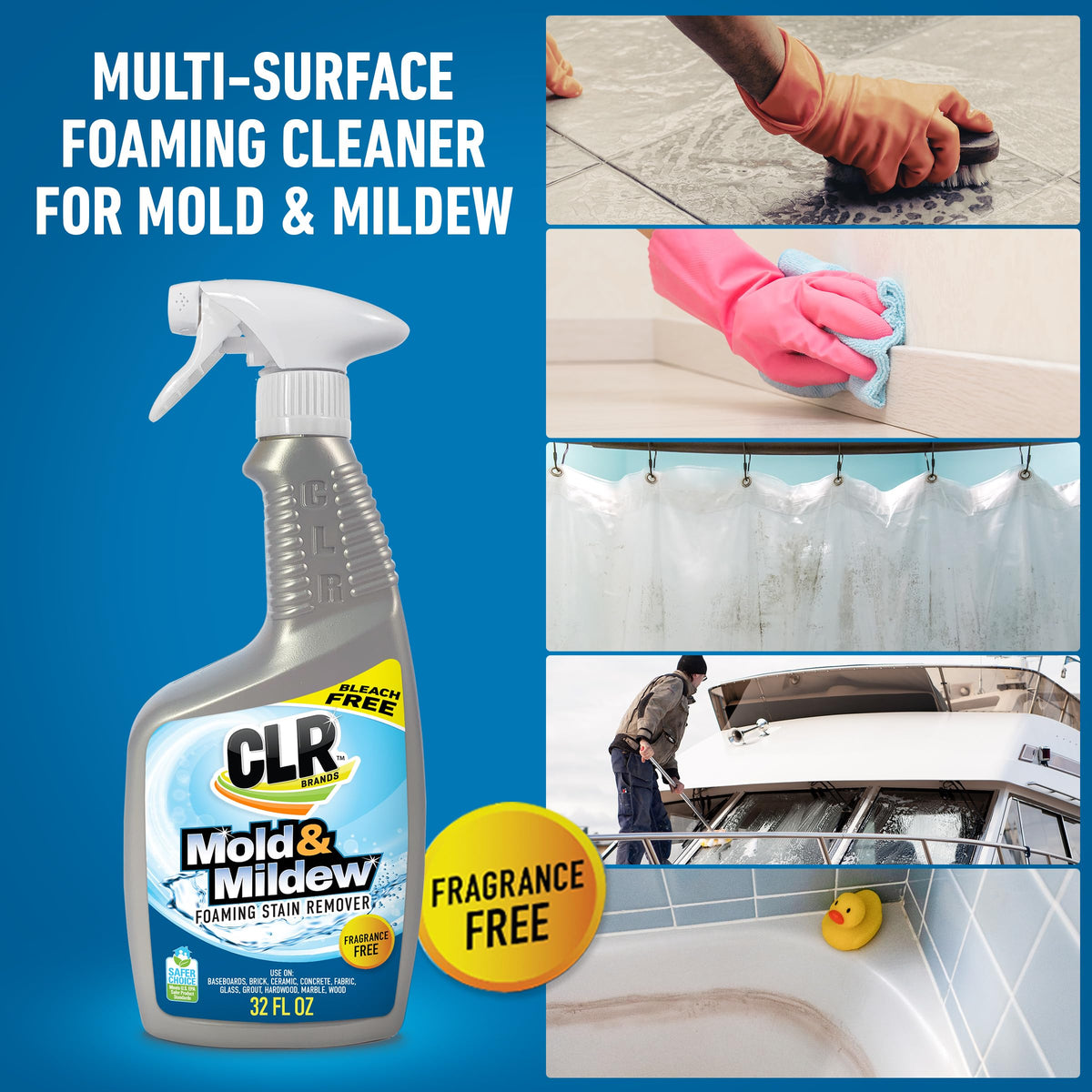CLR Brands Mold and Mildew Stain Remover, 32 oz. Spray Bottle, Pack of 2, Multi-Surface Stain Remover, Works on Tile, Wood, Concrete, Glass, and More