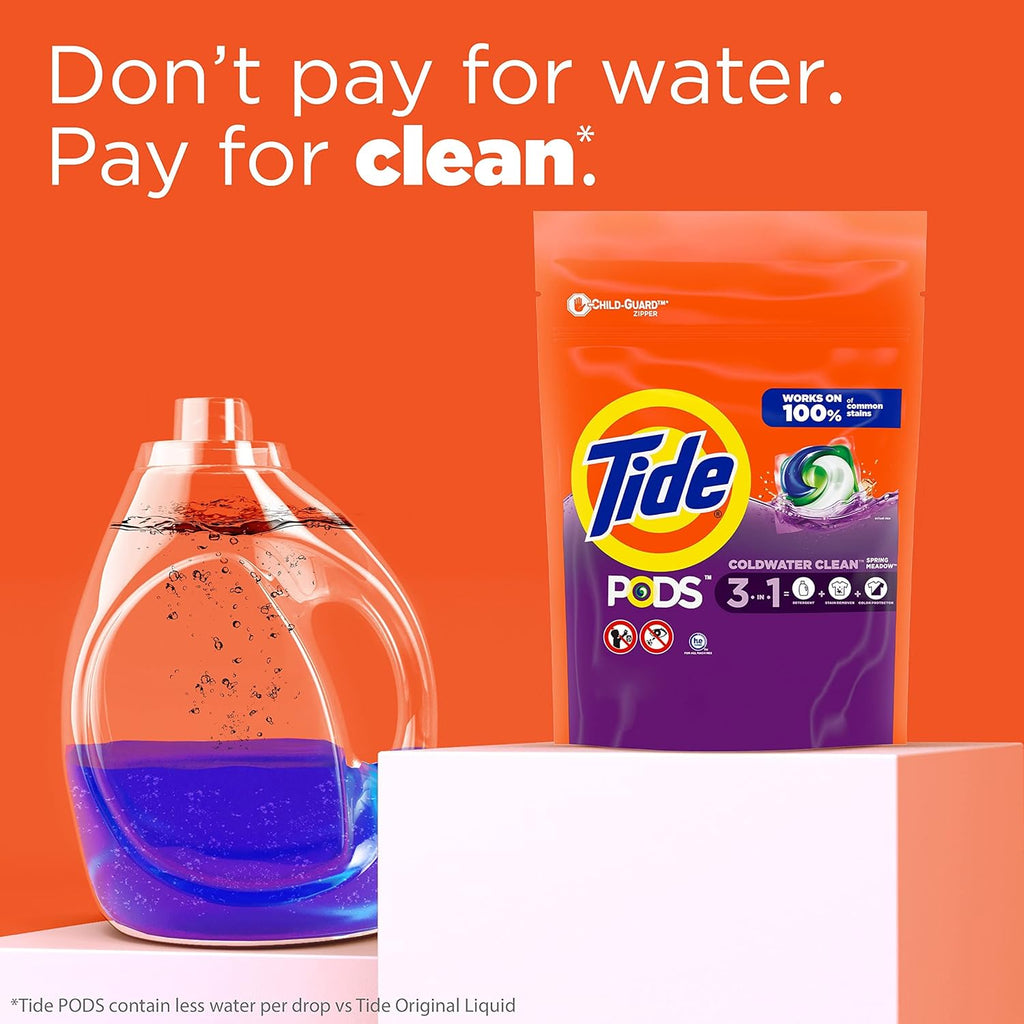 Buy now Tide PODS Laundry Detergent Soap Pods, Spring Meadow, 37 Count (Pack of 3 Bag Value Pack), Total 111 Count, HE Compatible at indiglob india